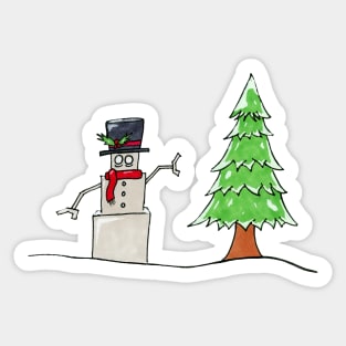 Christmas Snowman Bot Sticker